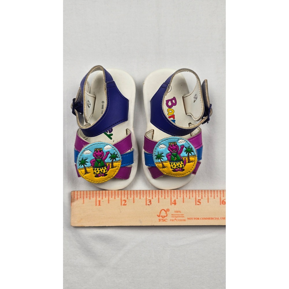 Vintage 1993‎ Barney & Friends Toddler Sandals Shoes Purple Dinosaur Size 4